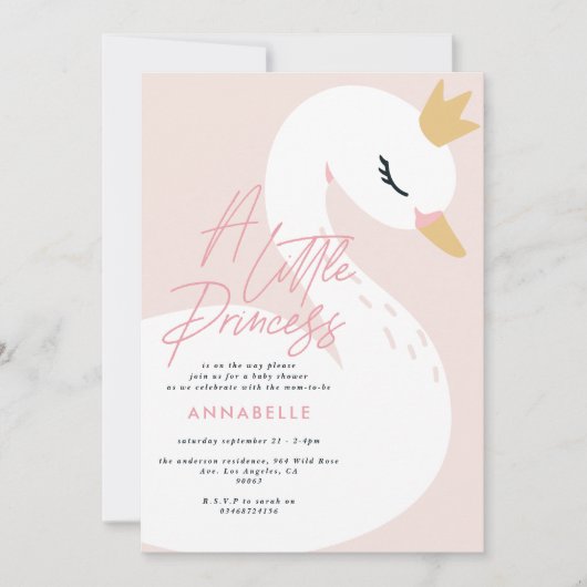 Swan baby shower girly roze aqua schattige elegant kaart (Voorkant)