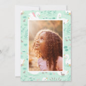 Swan baby shower girly roze aqua schattige elegant kaart (Achterkant)