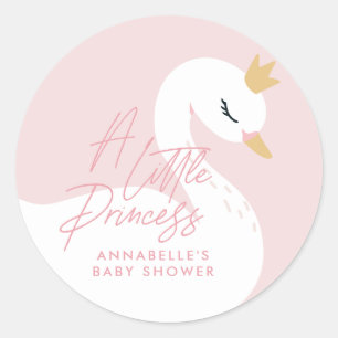 Swan baby shower girly roze aqua schattige elegant ronde sticker