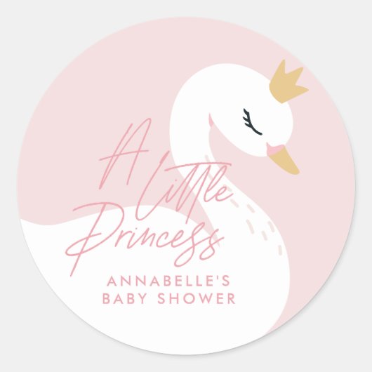 Swan baby shower girly roze aqua schattige elegant ronde sticker (Voorkant)