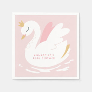 Swan baby shower girly roze aqua schattige elegant servet