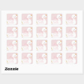 Swan baby shower girly roze aqua schattige elegant vierkante sticker (Vel)