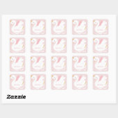 Swan baby shower girly roze aqua schattige elegant vierkante sticker (Vel)