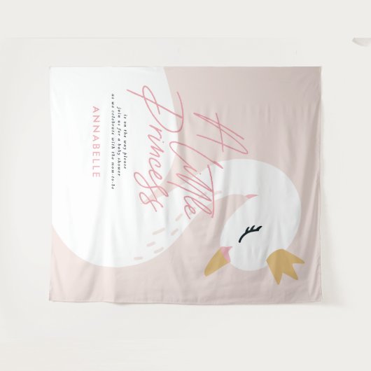 Swan baby shower girly roze aqua schattige elegant wandkleed (Voorkant (horizontaal))