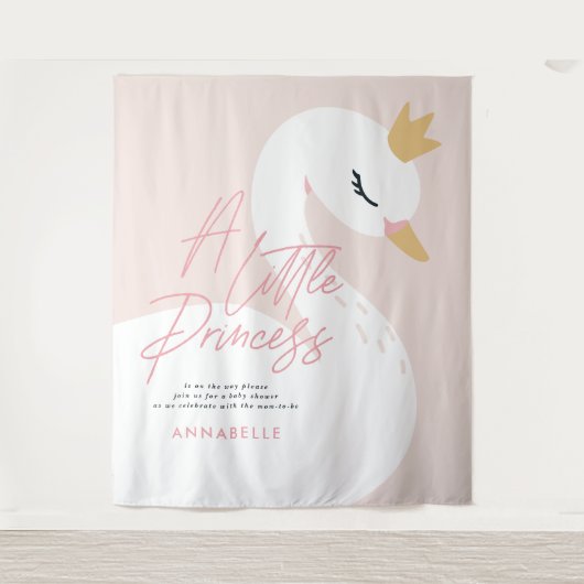 Swan baby shower girly roze aqua schattige elegant wandkleed (Voorkant)