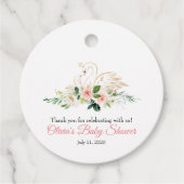 Swan baby shower gunstag bedankjes labels (Voorkant)
