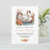 Swan Baby shower Invitation Kaart (Staand voorkant)