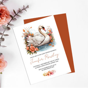 Swan Baby shower Invitation Kaart