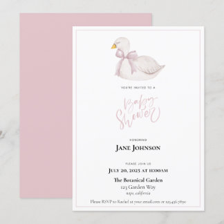 Swan Baby shower Invitation Kaart