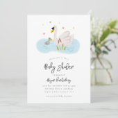 Swan Baby shower Invitation Kaart (Staand voorkant)