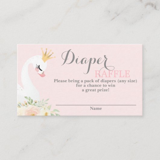 Swan Baby shower Luier Raffle Behuizing Kaart (Voorkant)
