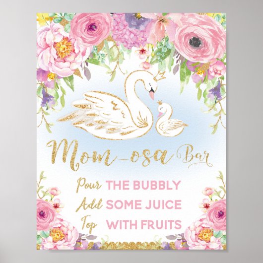 Swan Baby shower Mam-osa Bar Sign Poster (Voorkant)