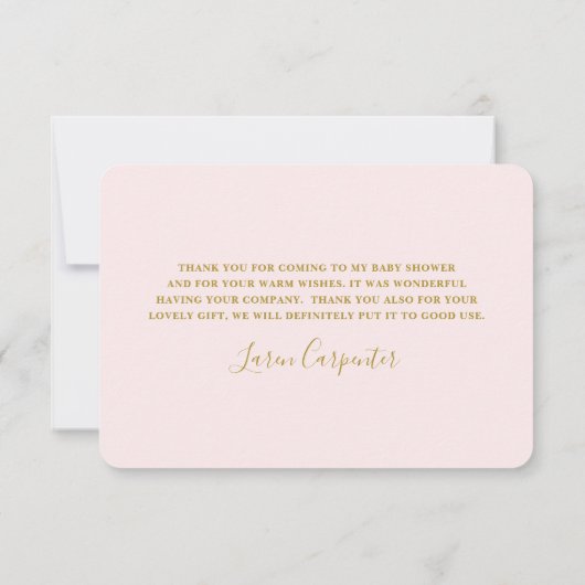 Swan Baby shower meisje plat dank u kaart (Achterkant)