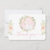 Swan Baby shower meisje plat dank u kaart (Voorkant)