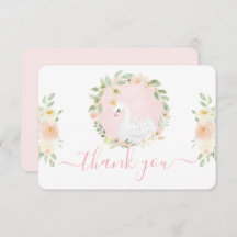 Swan Baby shower meisje plat dank u kaart