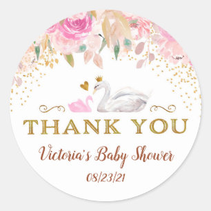 Swan Baby shower Round Stickers voor voorkeuren