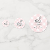 Swan Baby shower Roze Gingham Table Confetti (Voorkanten)