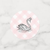 Swan Baby shower Roze Gingham Table Confetti (Kleine voorkant)