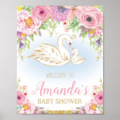 Swan Baby shower Welkomstteken Poster (Voorkant)