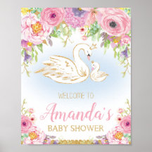 Swan Baby shower Welkomstteken Poster
