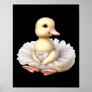 Swan Ballerina Duck Dancing Ballet Waterverf Poster