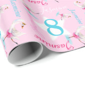 Swan ballerina waterverf ballet 8e verjaardagswrap cadeaupapier (Rol Hoek)