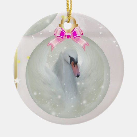Swan Bauble in kerstversiering Keramisch Ornament (Voorkant)