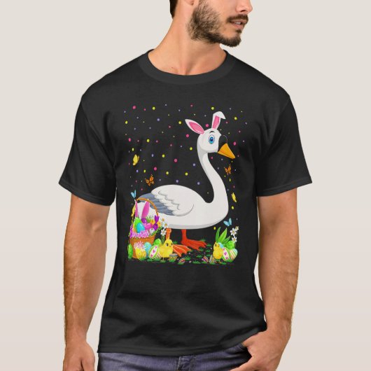 Swan Bird Easter Egg Hunt Bunny Swan Paaszondag T-shirt (Voorkant)
