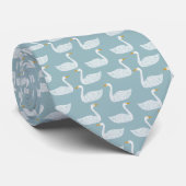 Swan Bird Pattern Light Teal Green Stropdas (Opgerold)