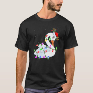 Swan Bird Xmas met kerstverlichting T-shirt