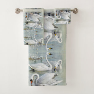 Swan Birds Cygnet Wildlife Animals Bath Towels Bad Handdoek