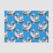 Swan Birds Pattern Design On Blue  Tissuepapier (Voorkant)
