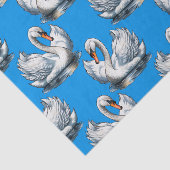 Swan Birds Pattern Design On Blue  Tissuepapier (Detail)