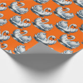Swan Birds Pattern Design On Orange  Cadeaupapier (Hoek)