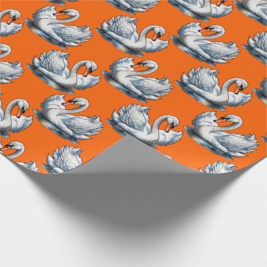 Swan Birds Pattern Design On Orange  Cadeaupapier (Hoek)