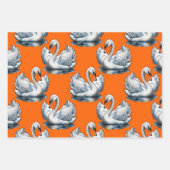Swan Birds Pattern Design On Orange  Inpakpapier Vel (Voorkant 2)