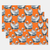 Swan Birds Pattern Design On Orange  Inpakpapier Vel