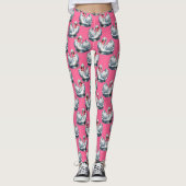 Swan Birds Pattern Design On Pink Leggings (Voorkant)
