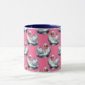 Swan Birds Pattern Design On Pink Mok (Midden)