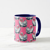 Swan Birds Pattern Design On Pink Mok (Voorkant rechts)