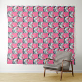 Swan Birds Pattern Design On Pink Wandkleed (In Situ (horizontaal))