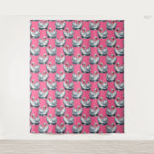 Swan Birds Pattern Design On Pink Wandkleed (Voorkant)