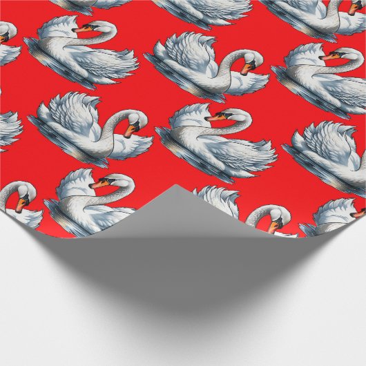 Swan Birds Pattern Design on Red Cadeaupapier (Hoek)