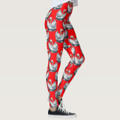 Swan Birds Pattern Design on Red Leggings
