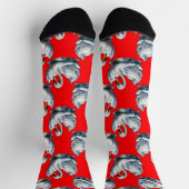 Swan Birds Pattern Design on Red Sokken (Top)