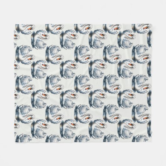 Swan Birds Pattern Design on White  Fleece Deken (Voorkant (Horizontaal))