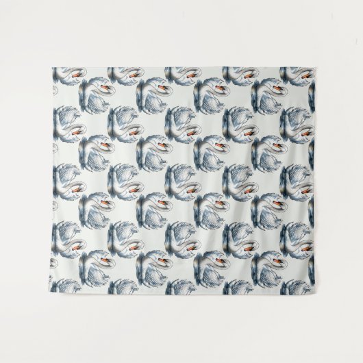 Swan Birds Pattern Design on White  Wandkleed (Voorkant (horizontaal))