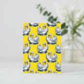 Swan Birds Pattern Design On Yellow  Briefkaart (Staand voorkant)