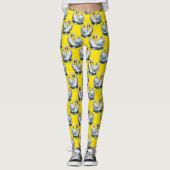 Swan Birds Pattern Design On Yellow  Leggings (Voorkant)