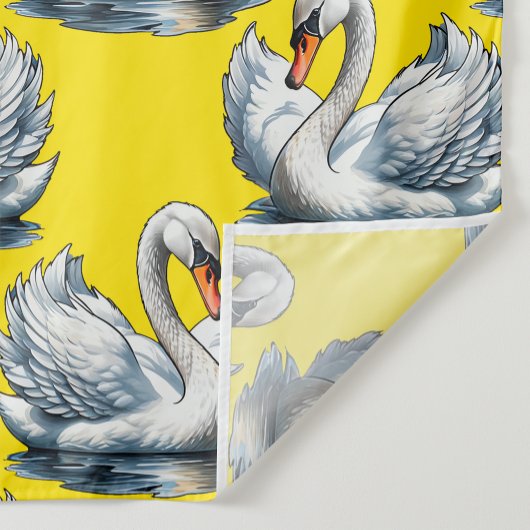 Swan Birds Pattern Design On Yellow  Stof